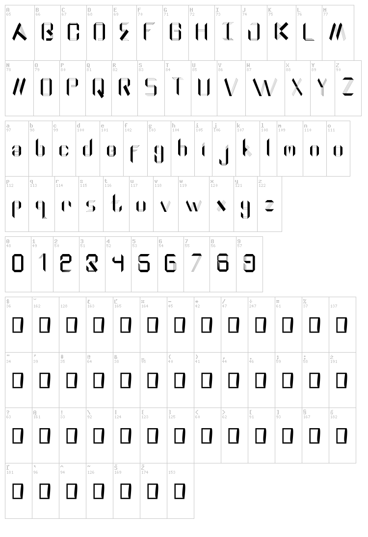 Rodriguez GeometricPaper font map